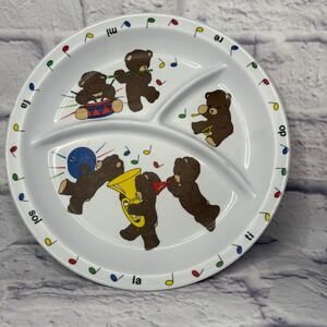 Vintage Anacapa 1987 Musical Bears Melamine Divided Plate Kids‎ Cartoon Animals